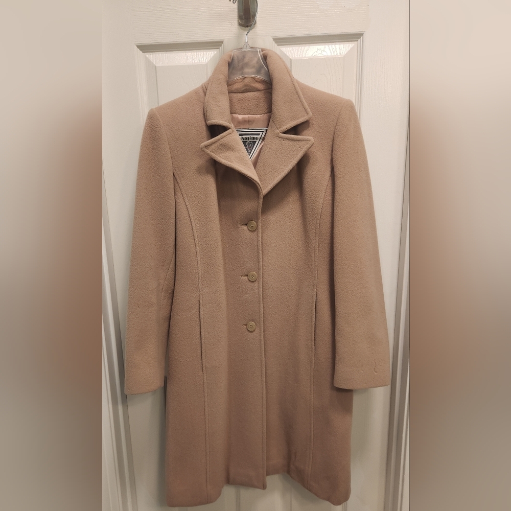 Marvin Richards Elegant Tan 100% Wool Trench Coat